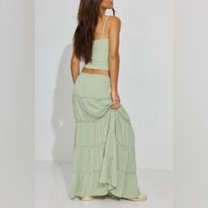 NWT Coupe Apple green maxi skirt with laces